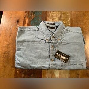 Ultra Club Men's Light Blue Casual Button Down Cotton Shirt